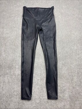 SPANX Black Faux Leather Leggings women’s medium